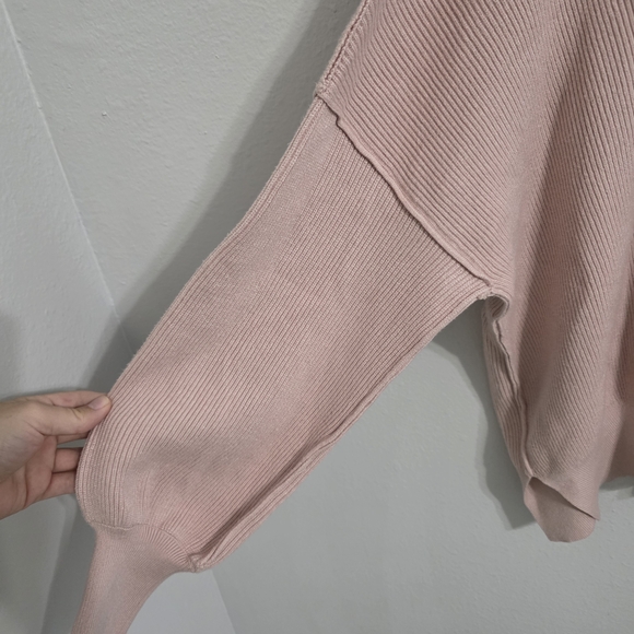 Pink Quarter-Zip Ribbed Sweater - Picture 2 of 5